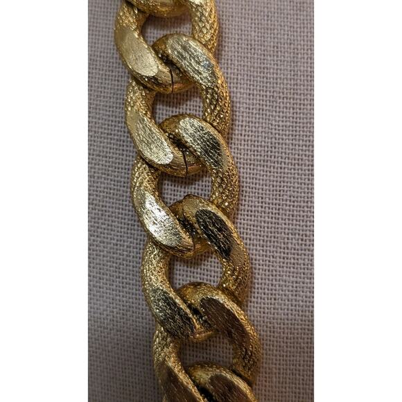 Heavy Brushed Textured Gold Tone Slip Over Head Rapper Chain - Picture 2 of 6